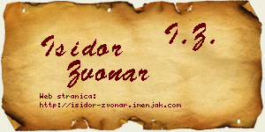 Isidor Zvonar vizit kartica